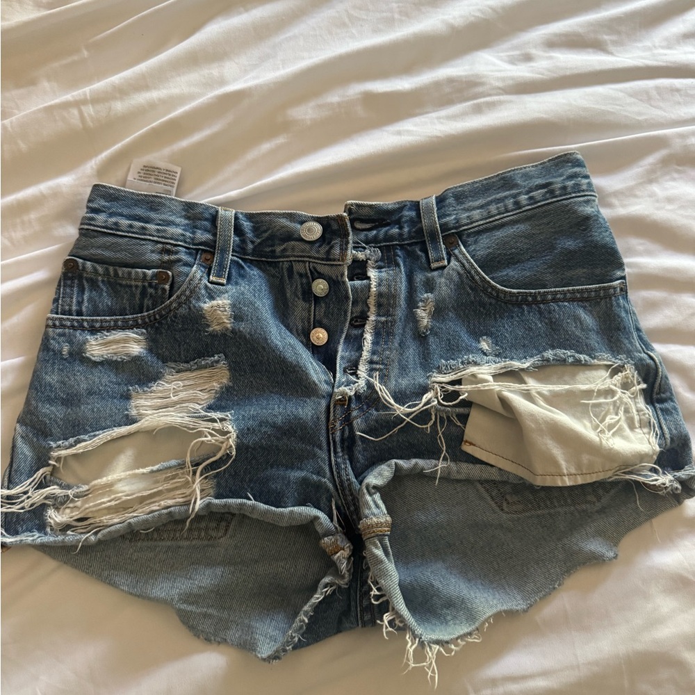 Levi's Blue Distressed Jean Shorts